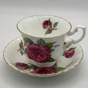 Vintage Royal Albert England Crimson Peony Bone China Teacup and Saucer